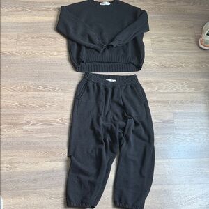 Free People Beach Black Knit Two-Piece Sweater Set